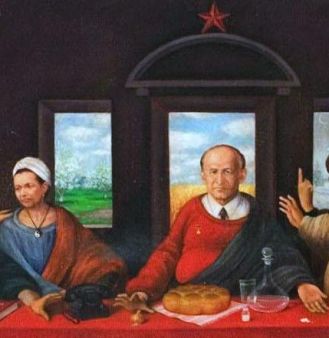 Тодор Живков и Людмила Живкова, нарисувани в ”Тайната вечеря”