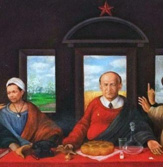 Тодор Живков и Людмила Живкова, нарисувани в  Тайната вечеря