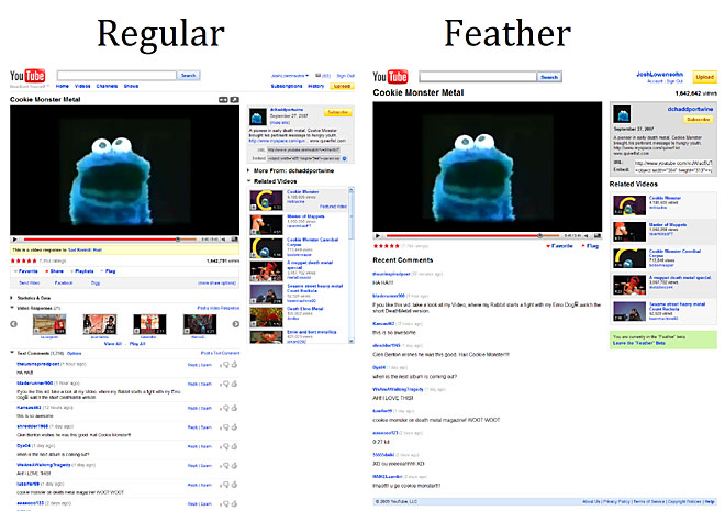YouTube тества олекотена версия - Feather