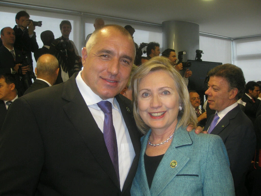 Бойко Борисов и Хилъри Клинтън по време на визитата му в Бразилия през 2011 г.