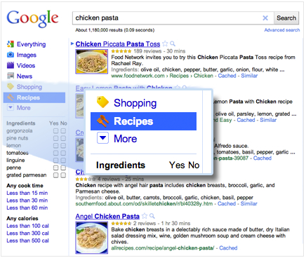 Google пусна кулинарно търсене