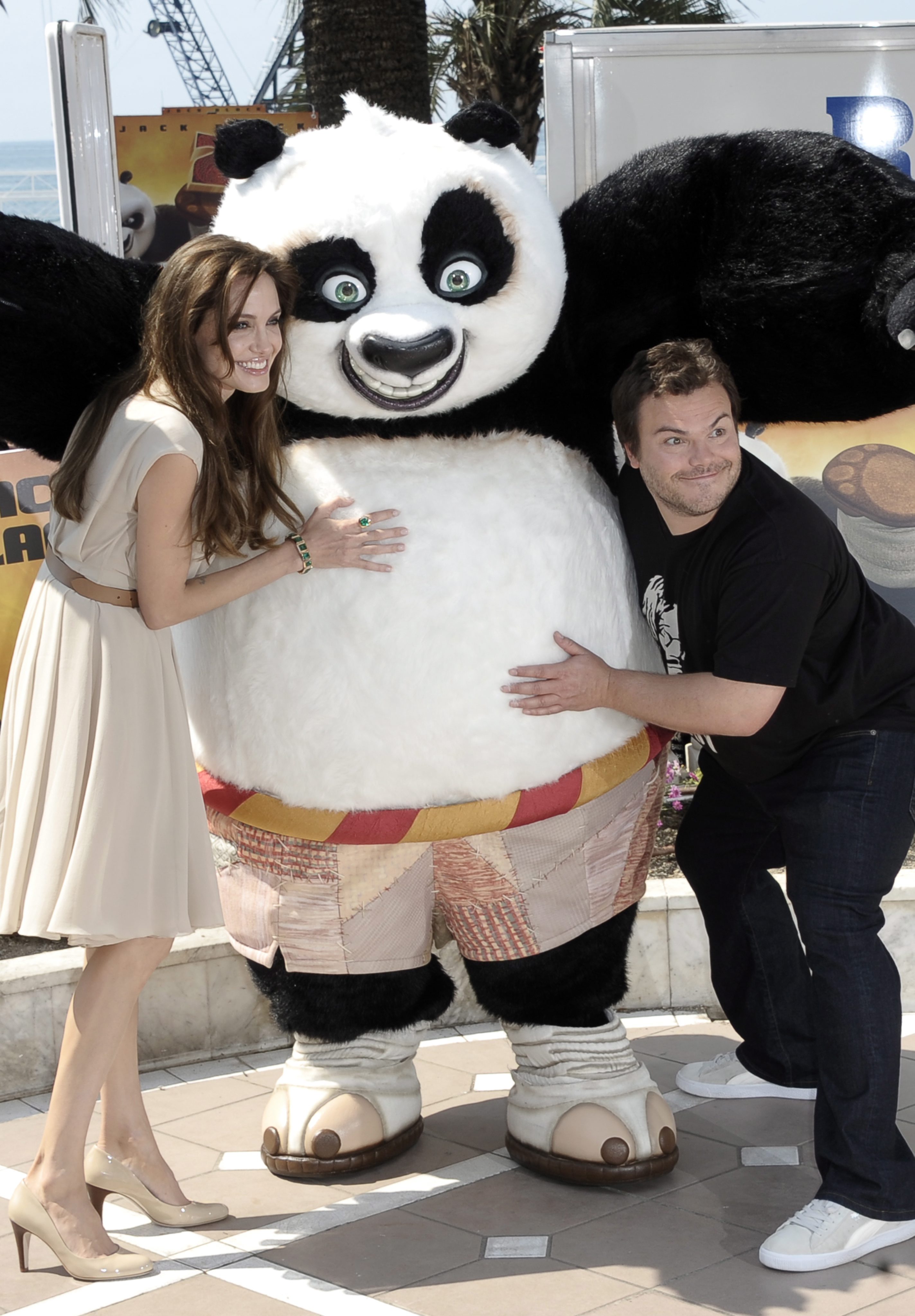 Анджелина Джоли и Джак Блек на фотосесията за 'Кунг-фу панда' 2