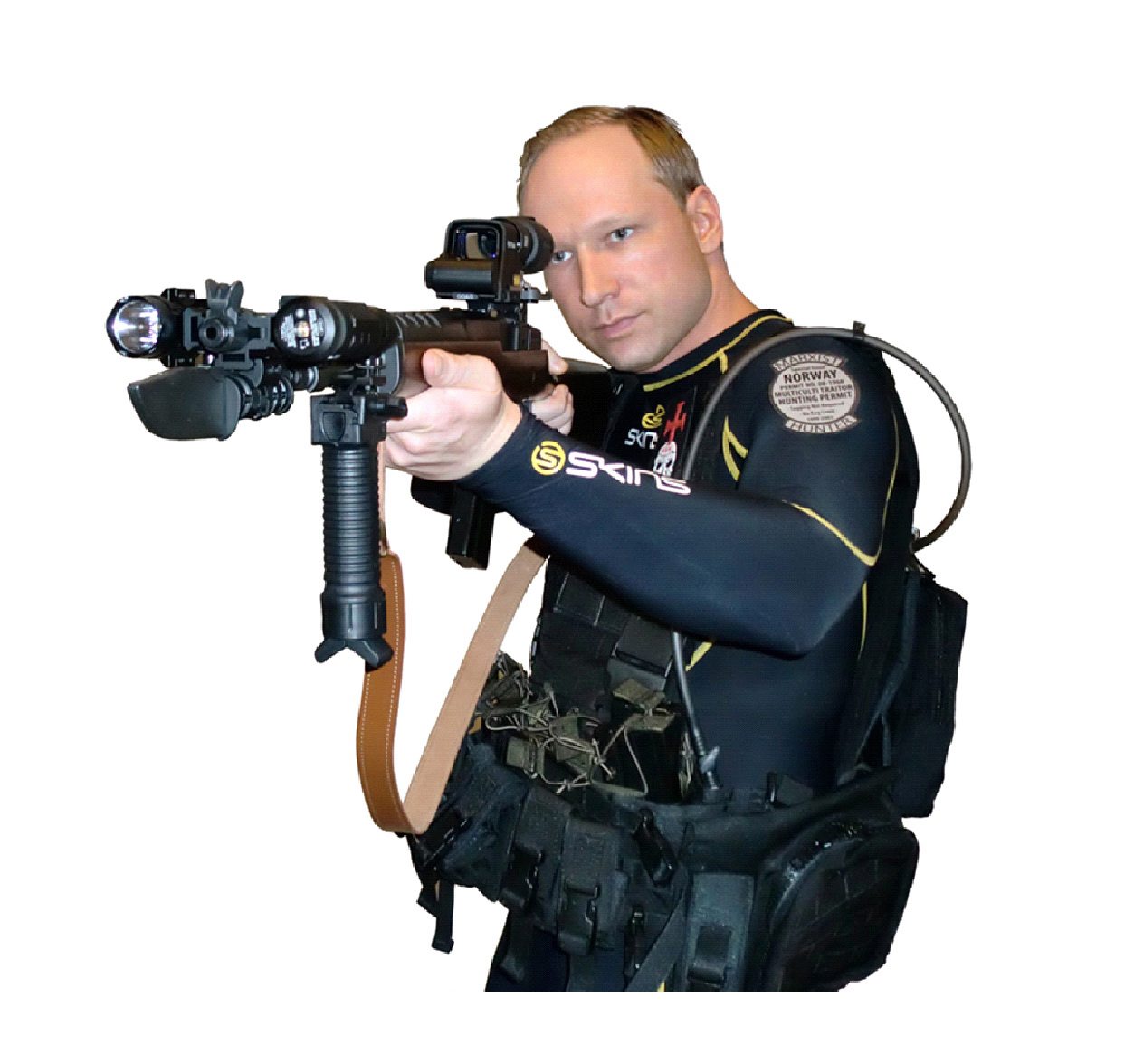 Снимка в сайт показва Брайвик готов да стреля с автомат