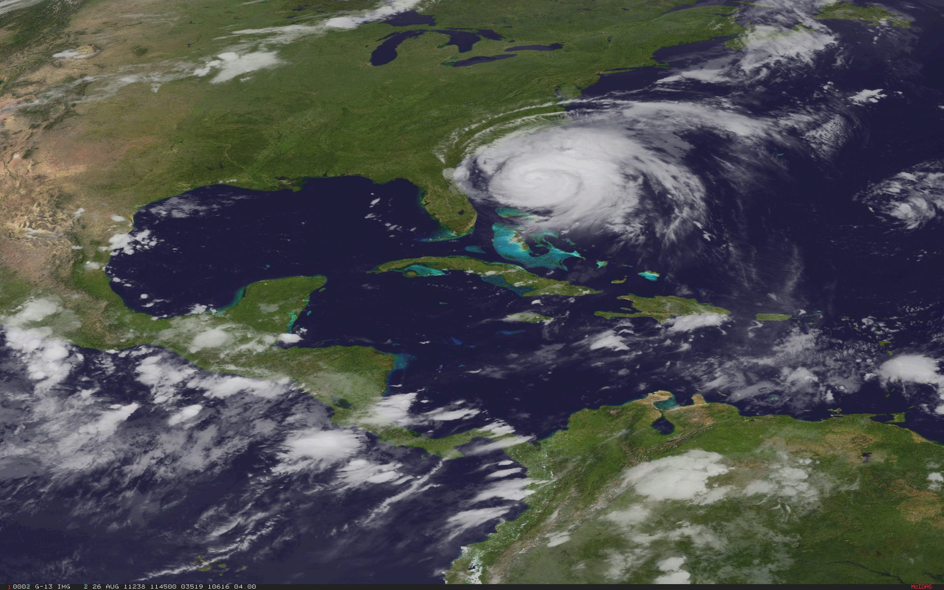 Сателитно изображение на урагана Айрин
