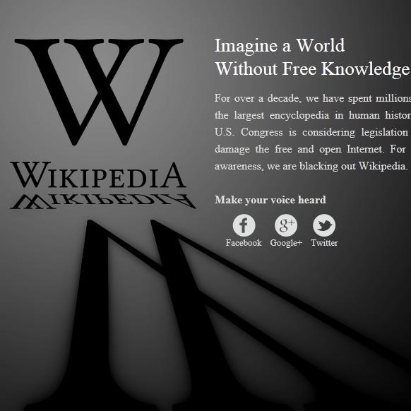 Английската версия на Wikipedia спря работа в знак на протест