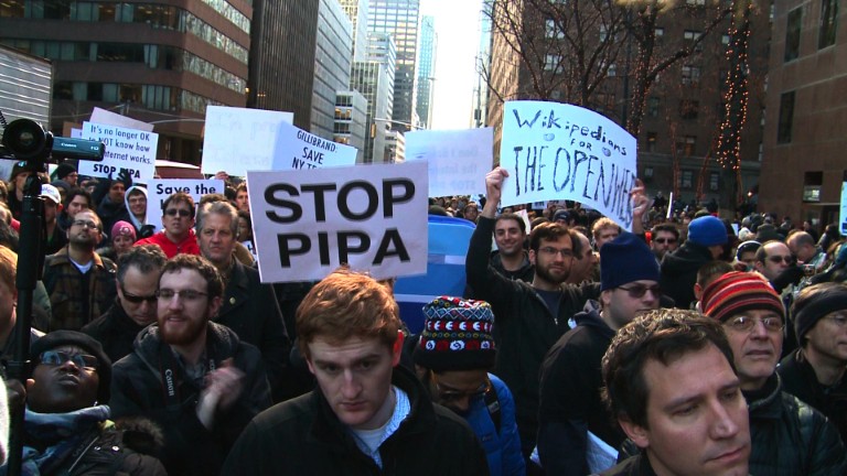 Протест в Ню Йорк срещу законопроектите за борба с интернет пиратството