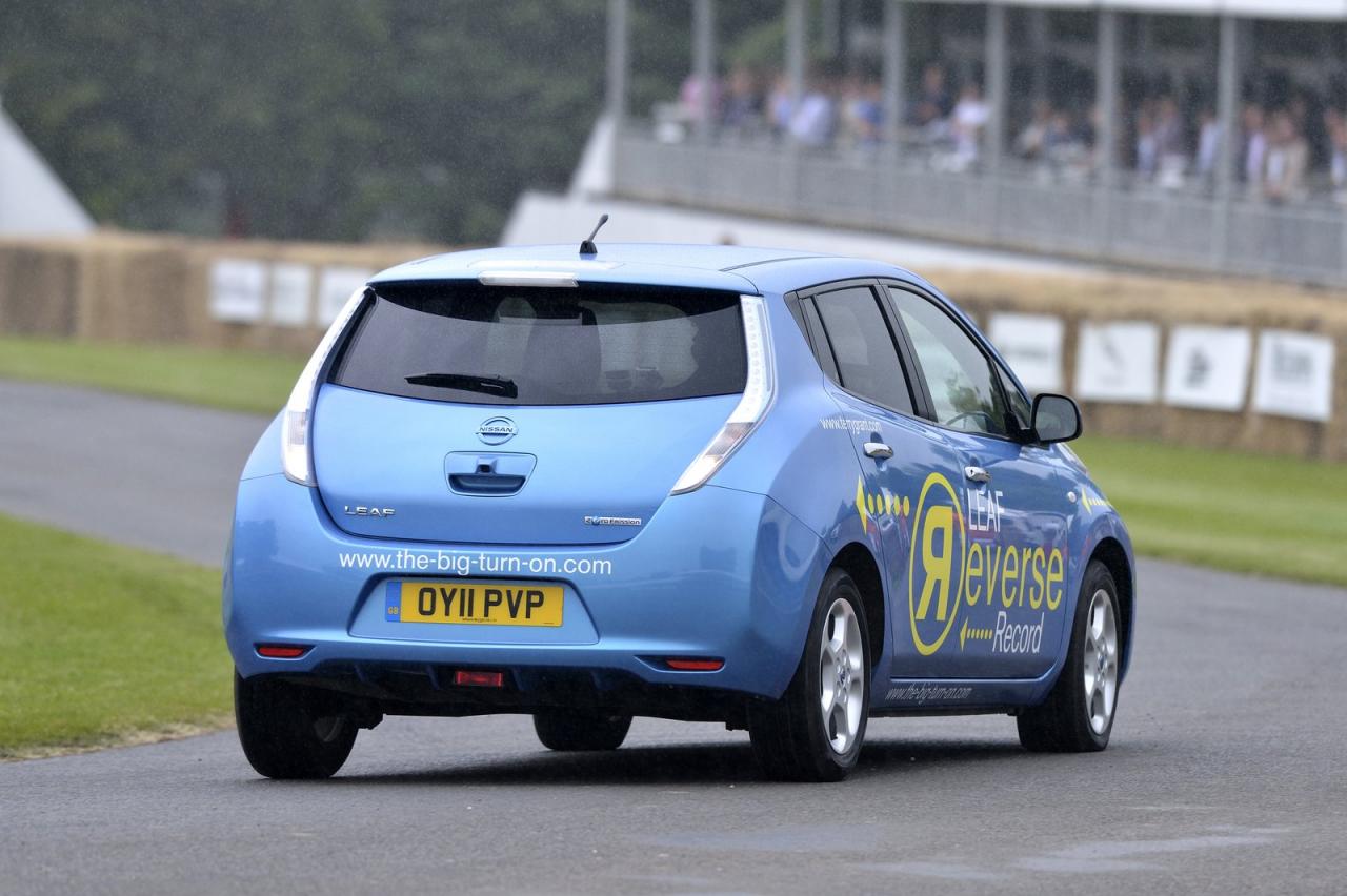 Nissan Leaf с рекорд за най-висока скорост на заден (видео)