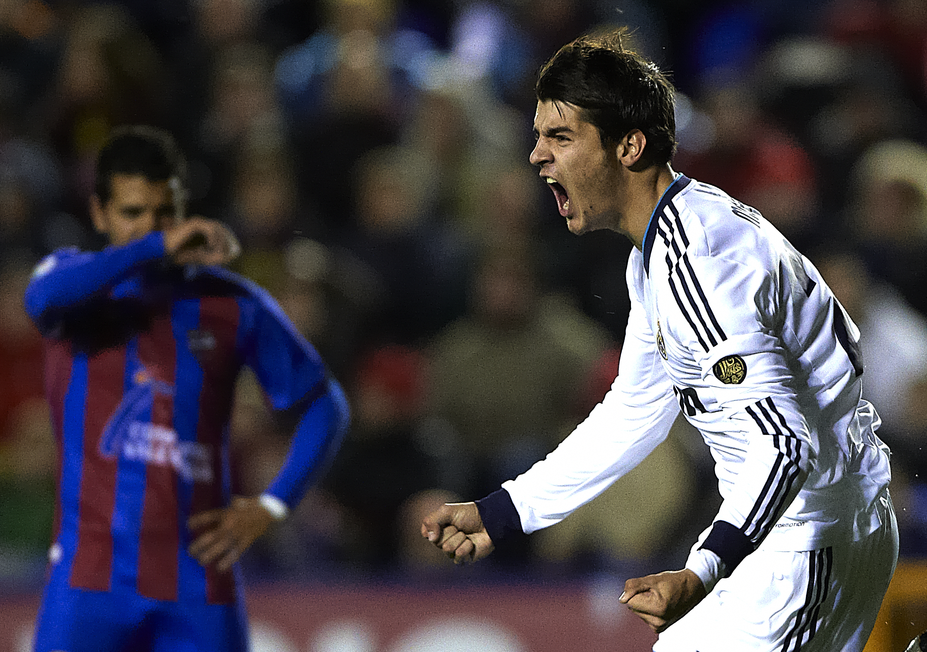 Алваро Мората ликува, след като вкара победния гол за Реал Мадрид