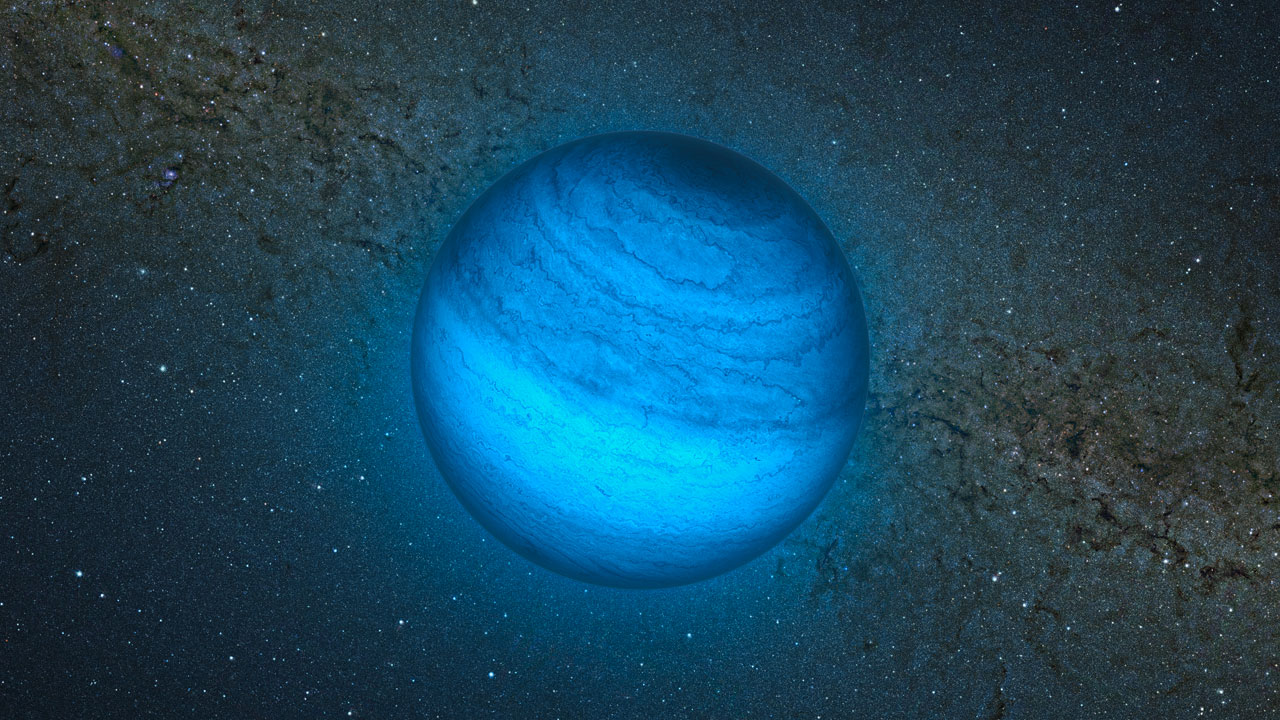 Планетата CFBDSIR2149 не обикаля около звезда (художествена интерпретация)