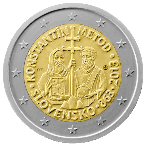 Върху монетите обаче ще бъде изобразен двойният кръст, който присъства и в герба на Словакия