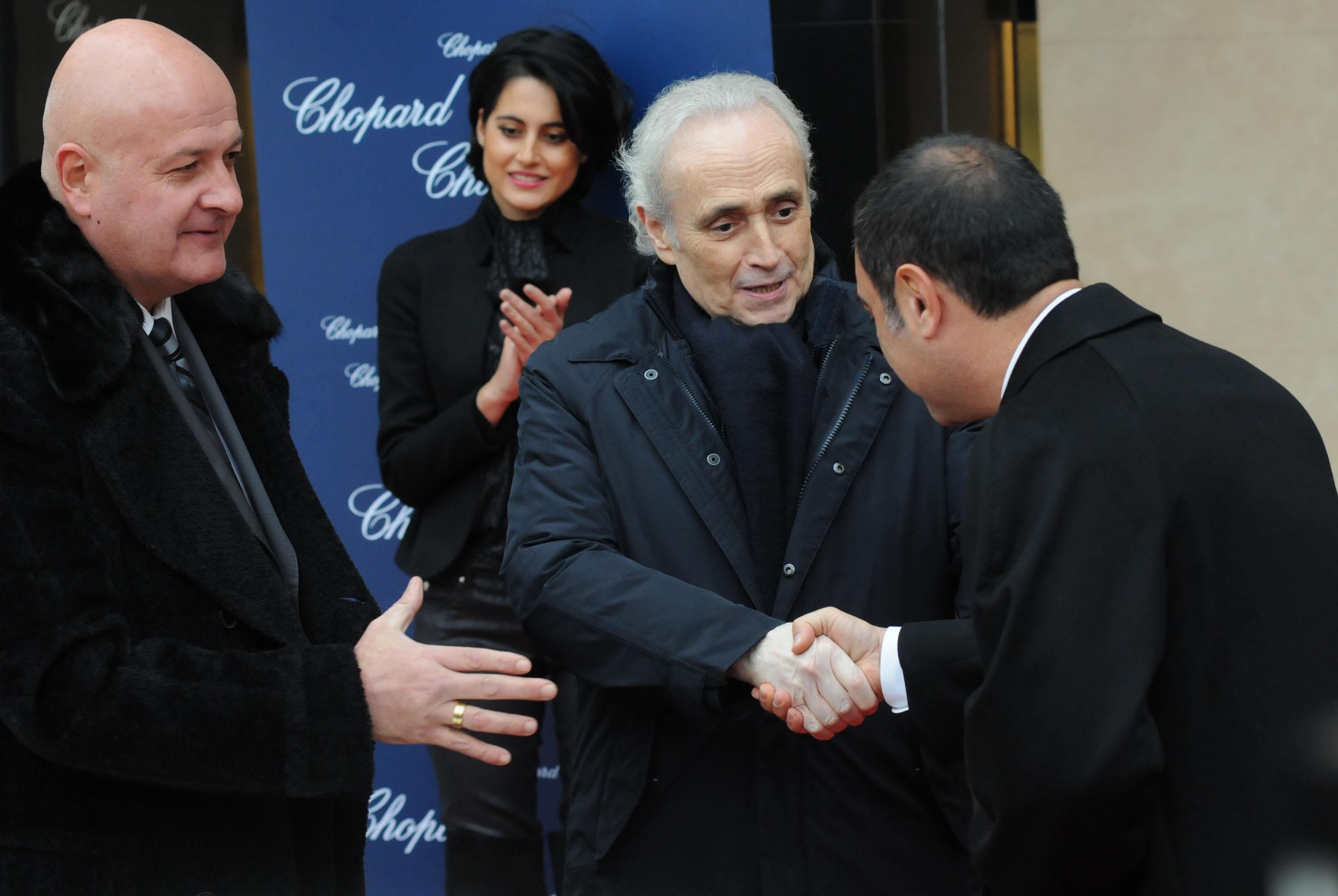Хосе Карерас, заедно със Стефан Шарлопов и Ерик Тепеликян - съсобственици на бутик Chopard