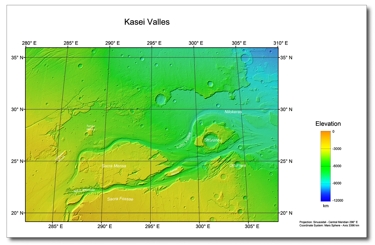 Долината ”Kasei Valles” на Марс - топография