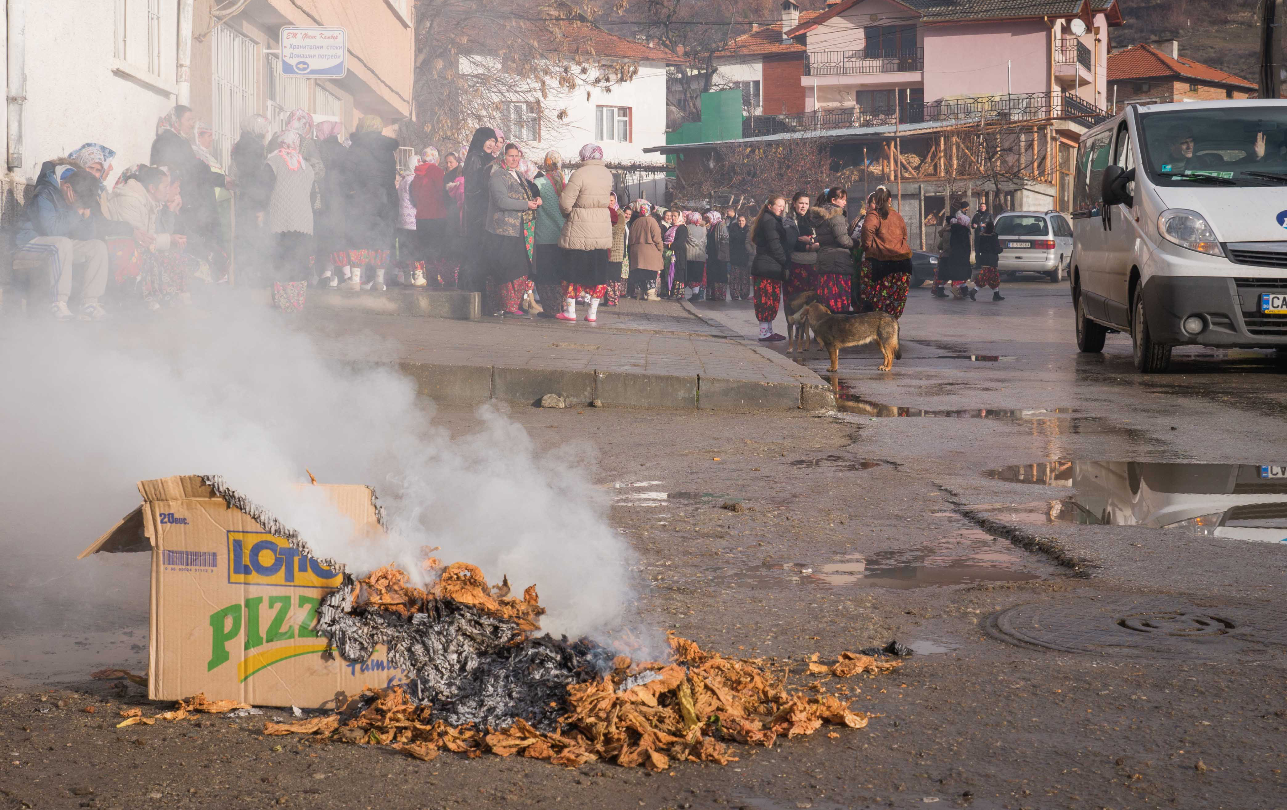 В село Лъжица тютюнопроизводители запалиха тютюн на площада