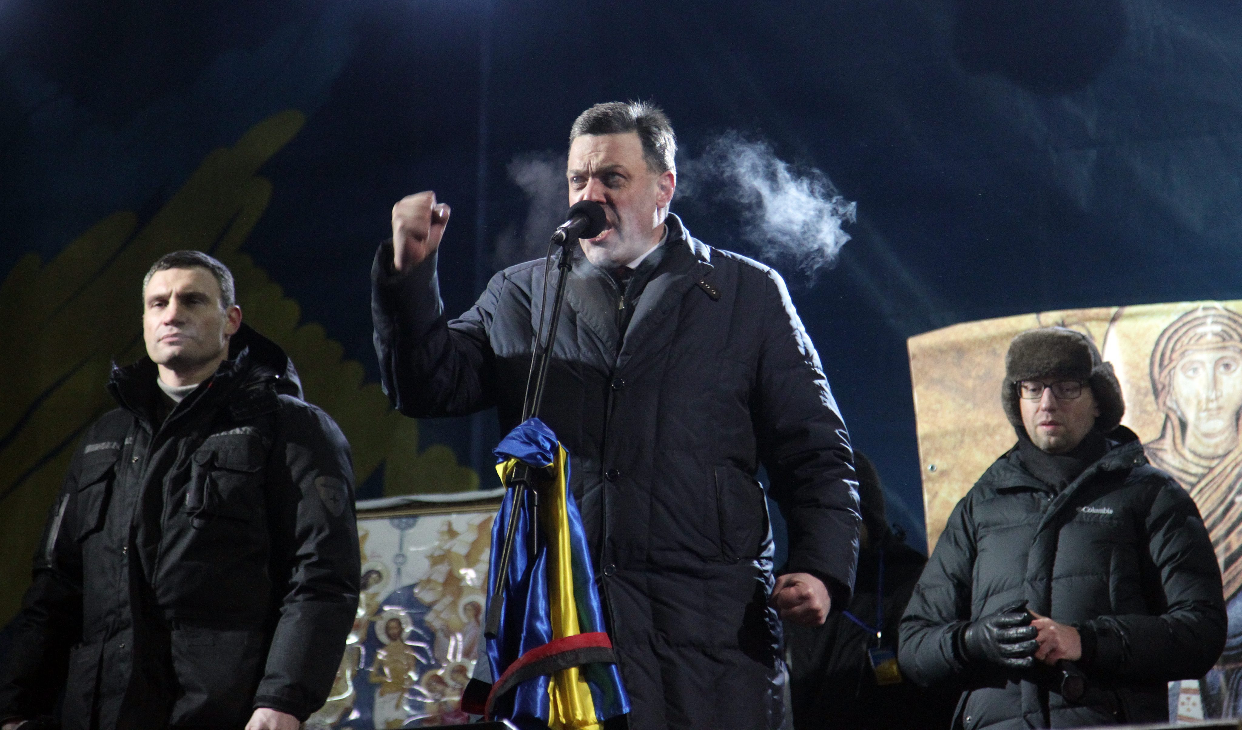 Лидерите на опозицията по време на протеста