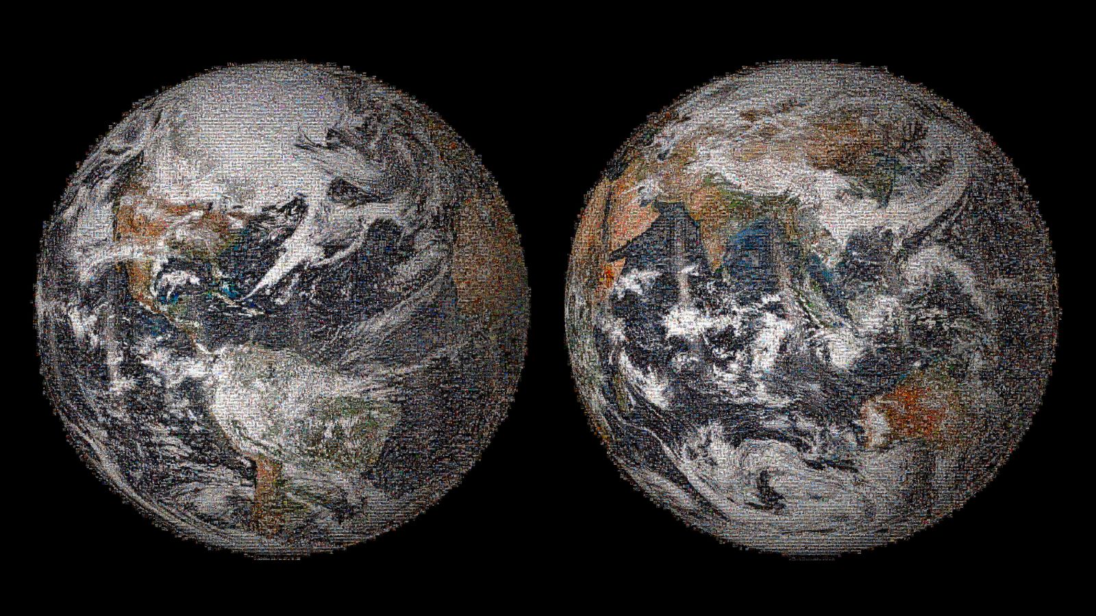 Мозайката е аранжирана така, че да прилича на Земята, както е изглеждала, видяна от космоса, на 22 април