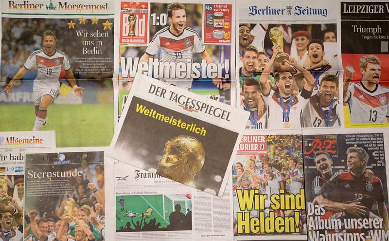 Световният шампион Германия е на първите страници на вестниците