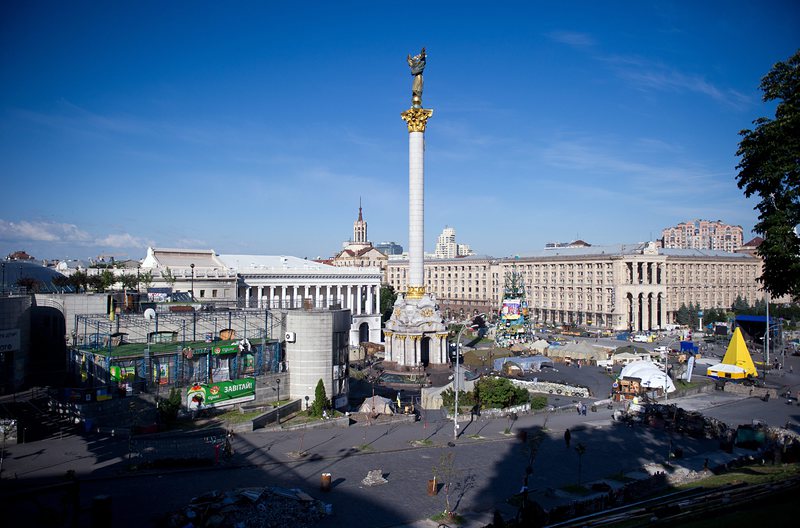 Площад Независимост в Киев - Майдана, без протестиращи