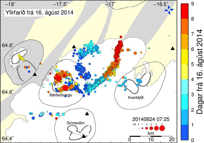 Карта на вулкана Бардарбунга от Icelandic Met Office (IMO)