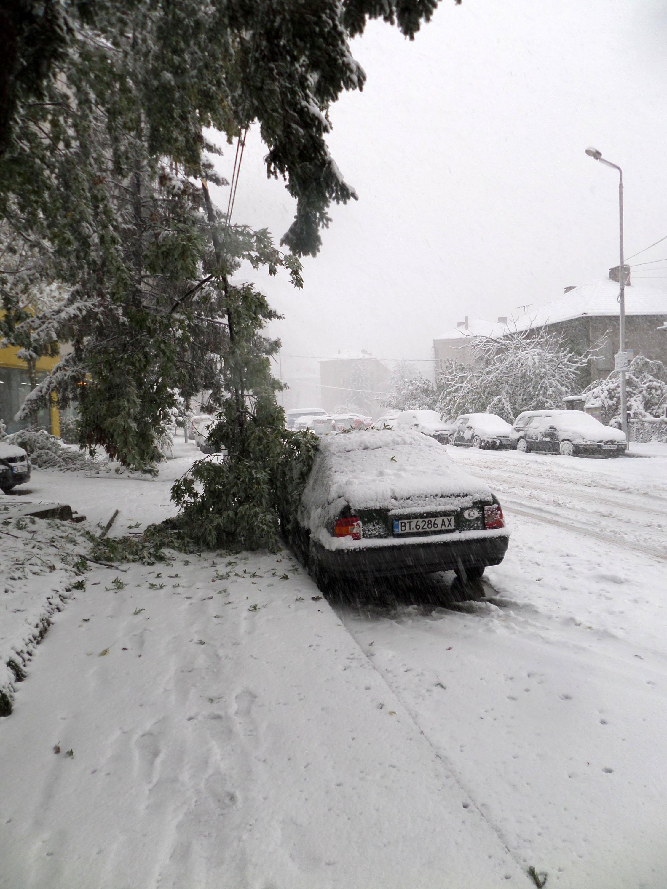 Първият сняг блокира движението във Велико Търново