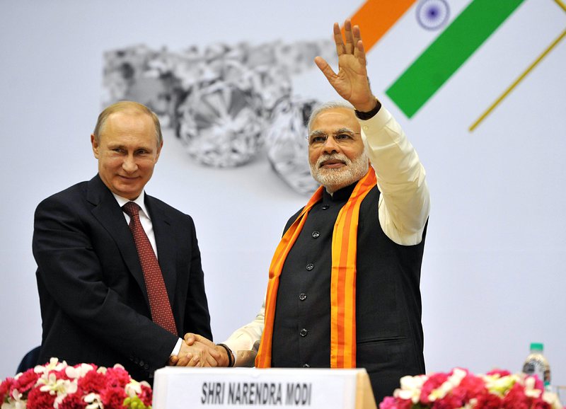 Президентът Путин и премиерът Моди по време на посещението