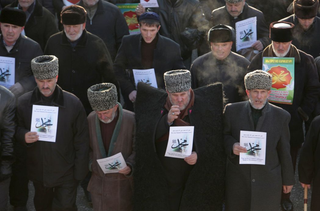 Протестното шествие в Грозни за защита на ислямските символи