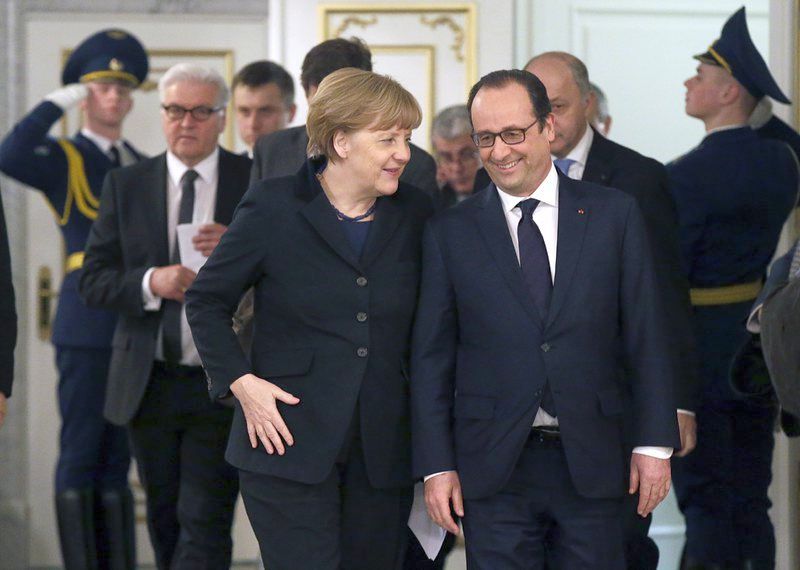 Франсоа Оланд и Ангела Меркел в Минск