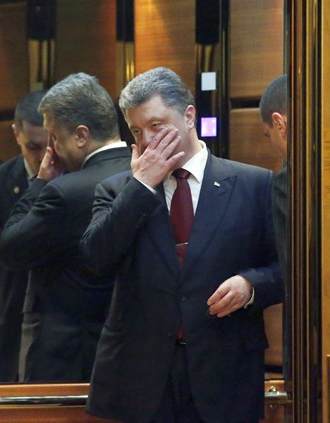Президентът на Украйна Петро Порошенко след края на срещата