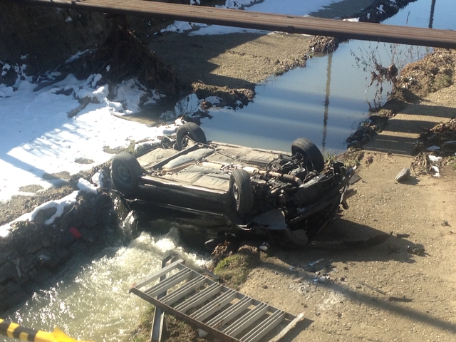 Кола излетя от пътя и падна в Перловска река