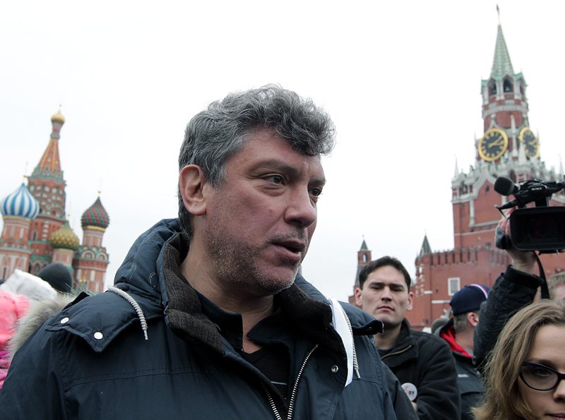 Борис Немцов участва в протест на Червения площад в началото на февруари