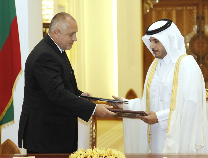 Премиерът Бойко Борисов и министър-председателят и министър на вътрешните работи на Катар шейх Абдулла бин Насър бин Халифа Ал Т