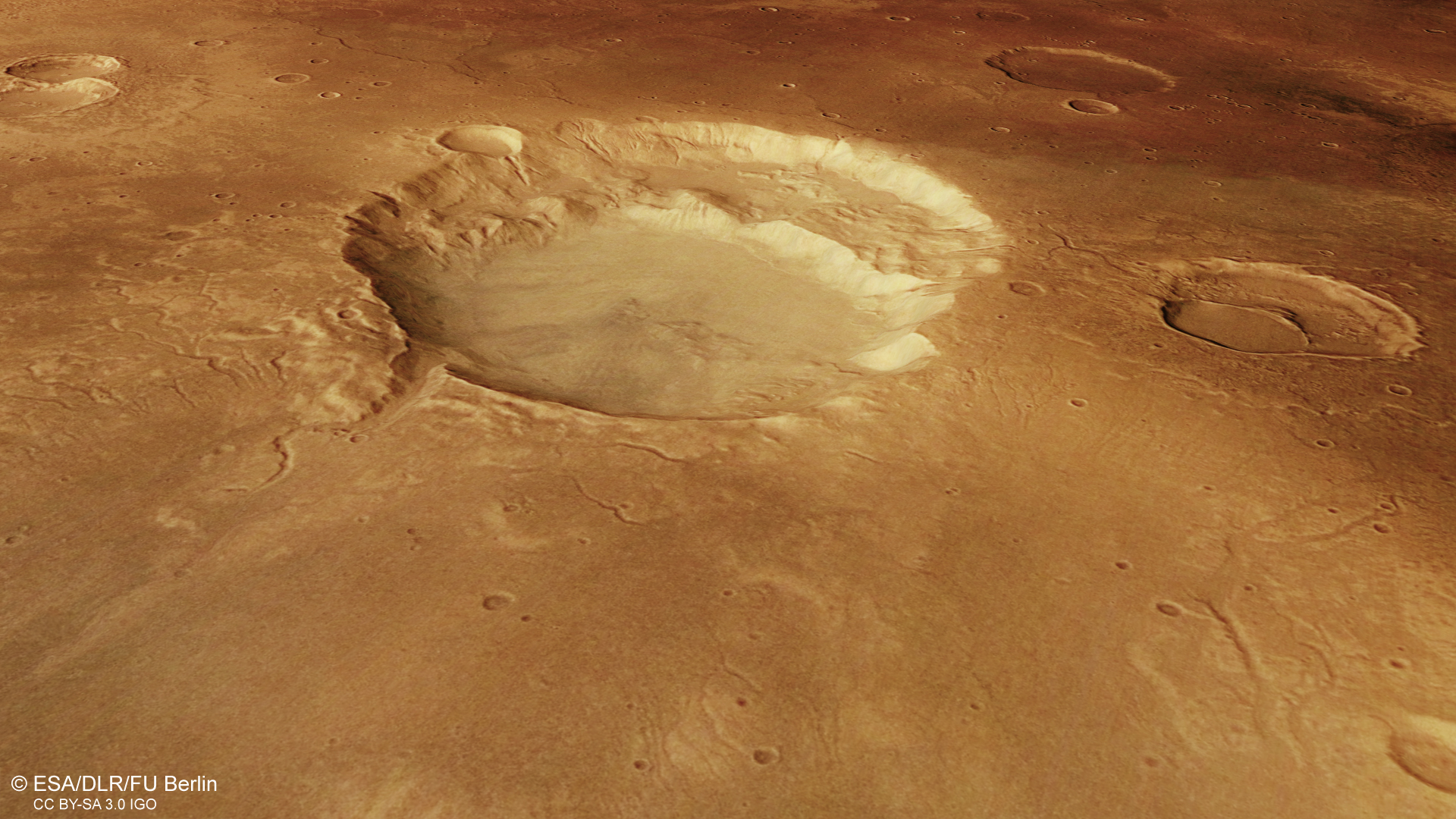 Кратерът е заснет от ”Марс експрес” на 26 ноември 2014 г.