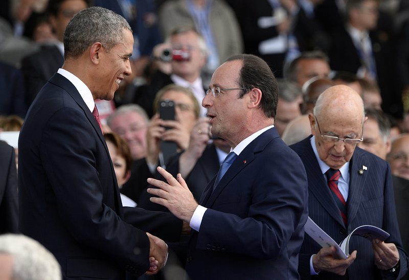 Барак Обама и Франсоа Оланд си обещаха сътрудничество в разузнаването (Архив)