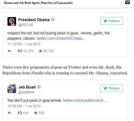 Скандал с Обама и Буш за гуакамоле