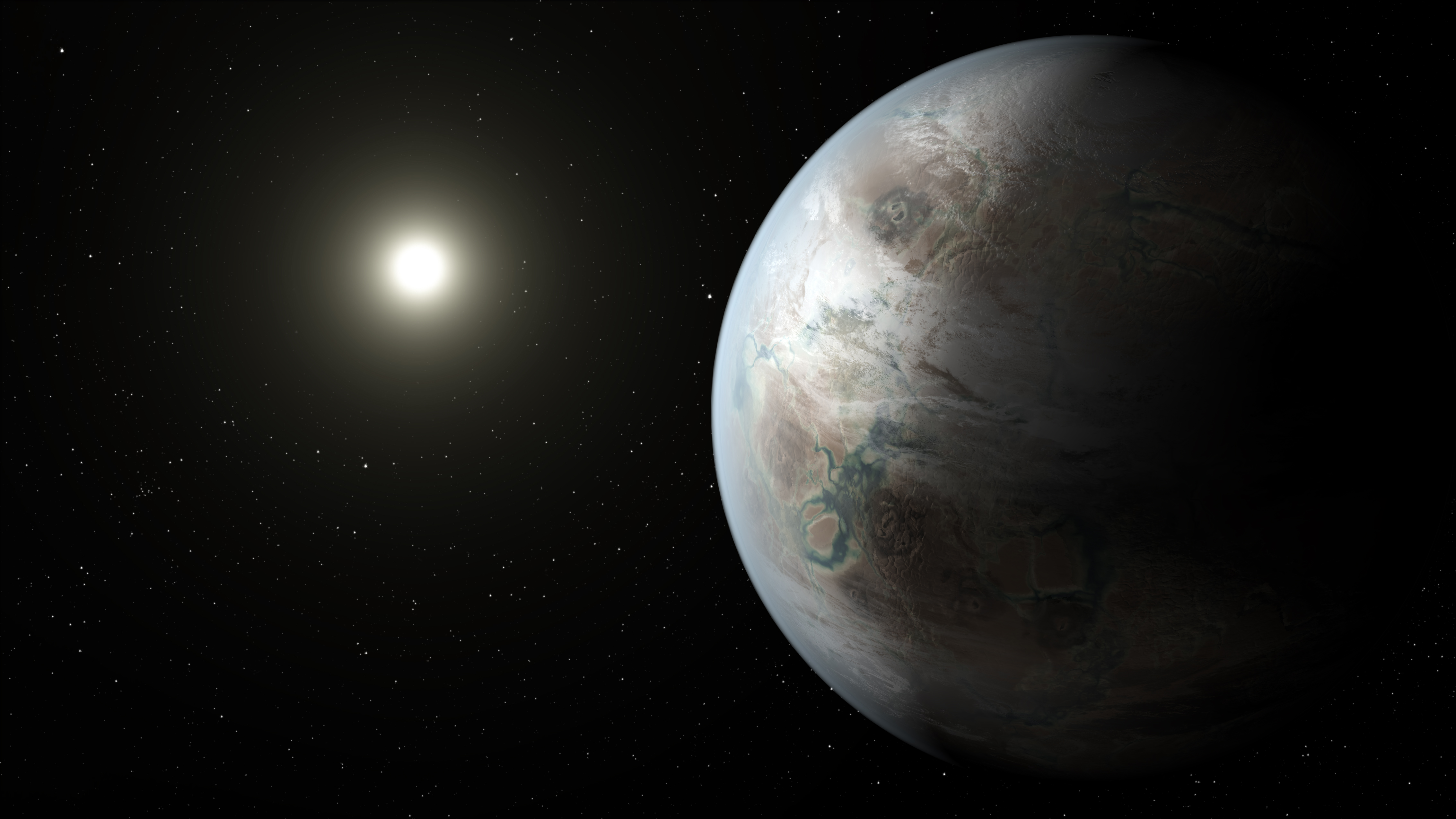 Екзопланетата Kepler 452b може да бъде наречена ”по-голямата братовчедка” на Земята (худ. интерпретация)