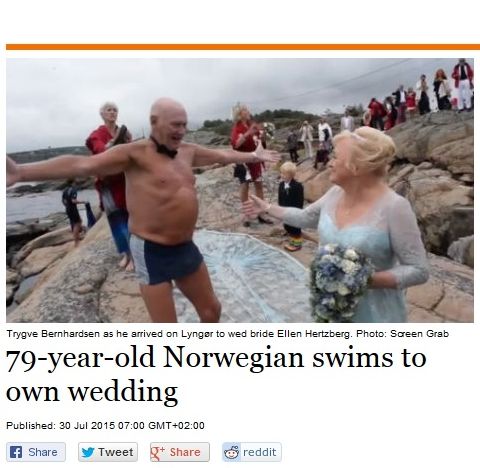 79-годишен изплува 800 м, за да се ожени