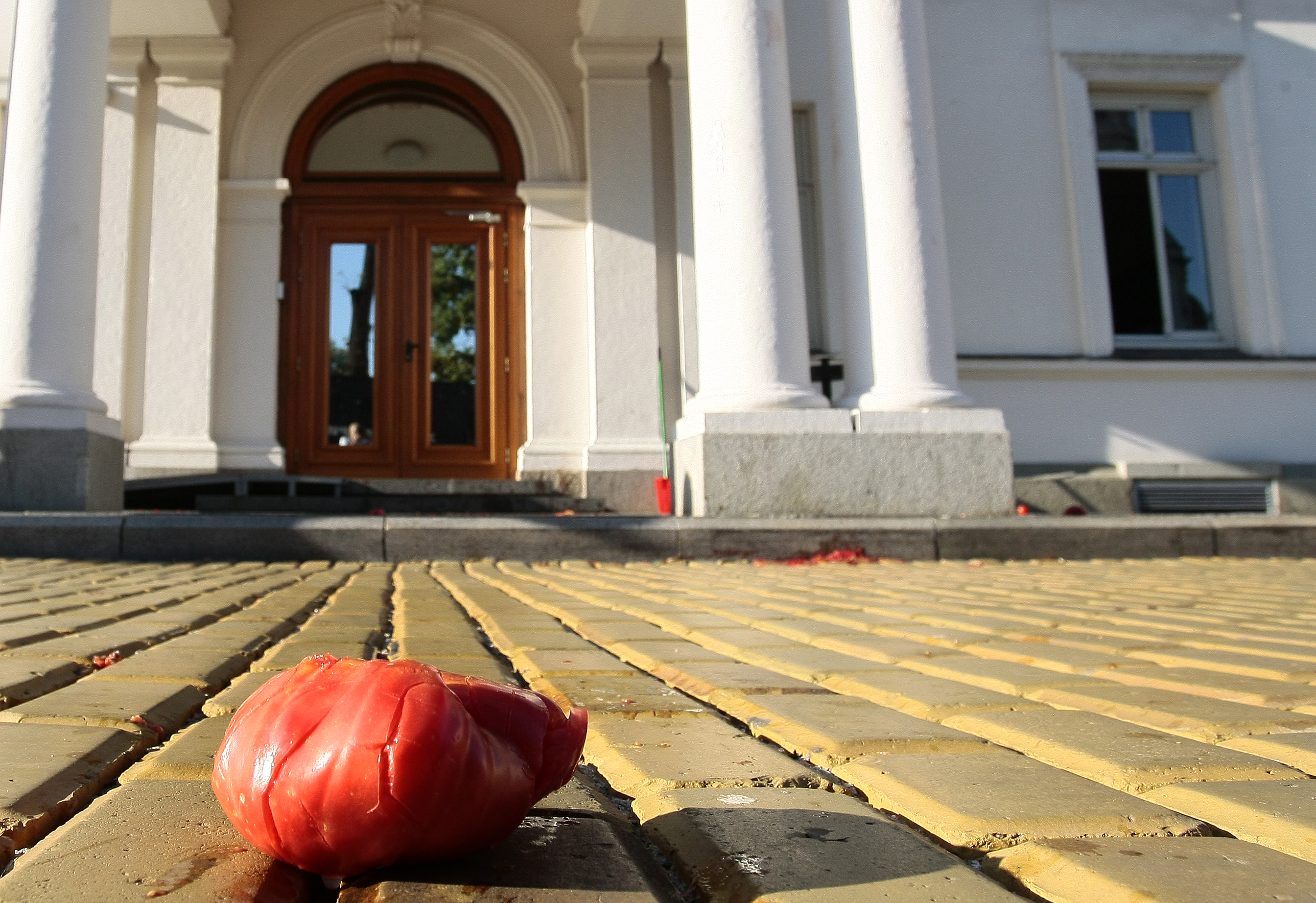 Депутатите за пореден път бяха замерени с домати от Николай Колев-Босия