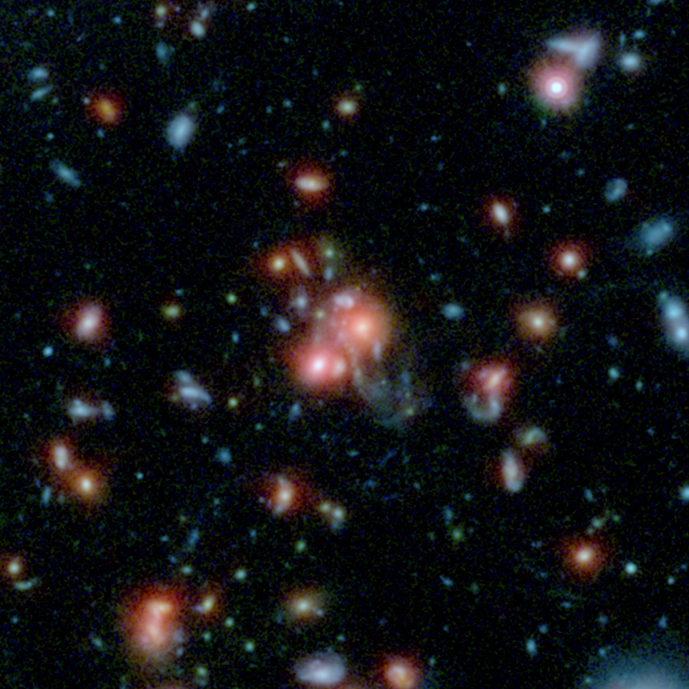 Галактичния куп и галактиката SpARCS1049 + 56 в центъра