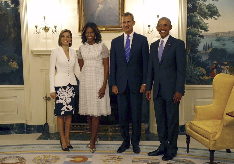 Кралица Летисия, крал Фелипе, Барак и Мишел Обама