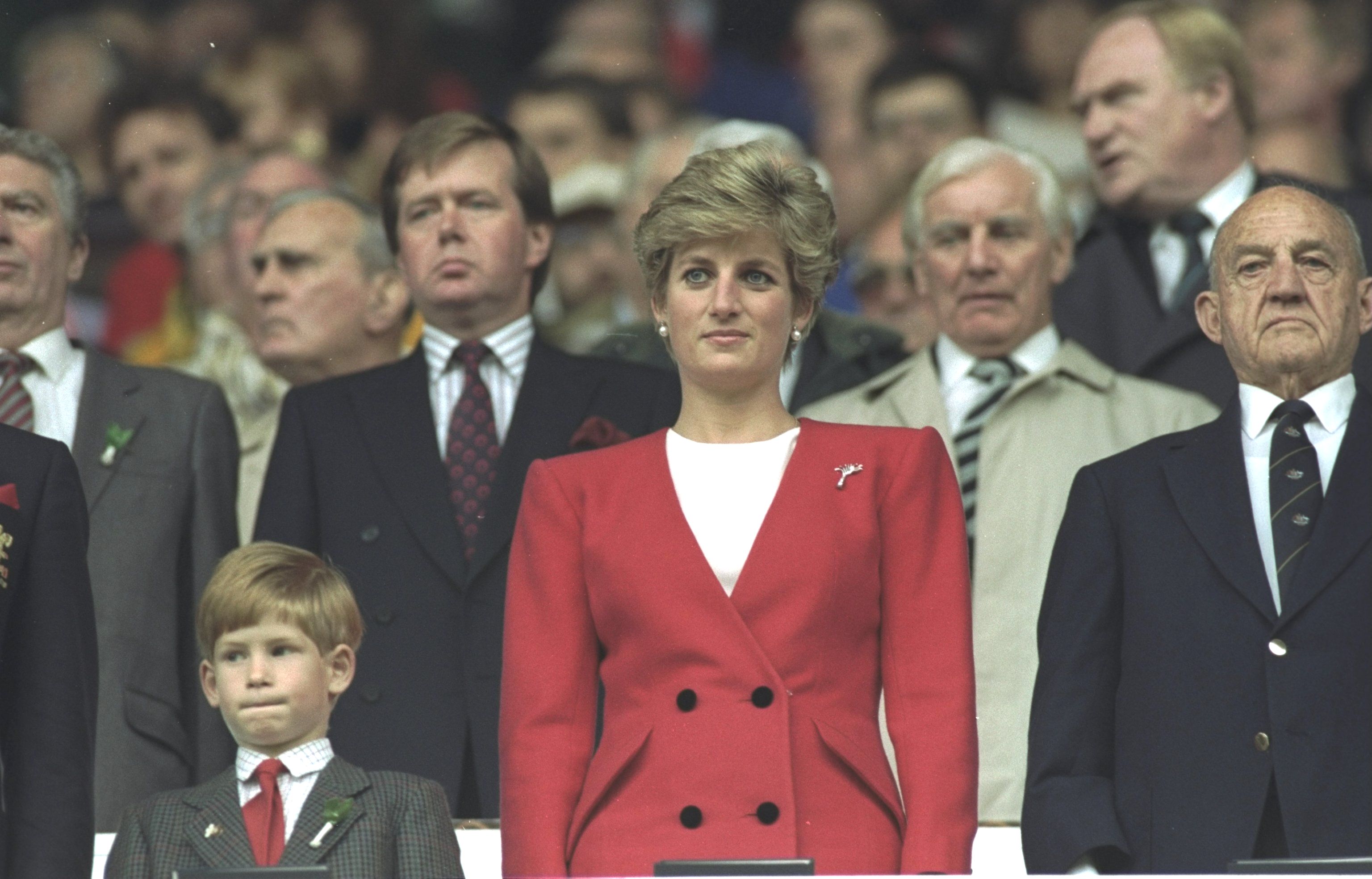 Принц Хари и майка му принцеса Даяна на футболен мач - 1991