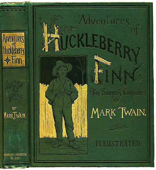 Корицата на ”Приключенията на Хъкълбери Фин” от Марк Твен - 1884