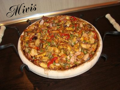 Сач с пилешко, бекон и зеленчуци