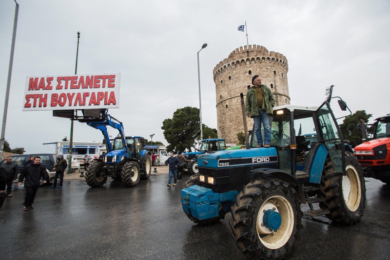 Протест на гръцките фермери в Солун