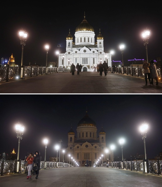 ”Часът на земята” в Москва беше посветен на паметта на загиналите в Ростов на Дон