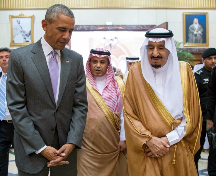 Студено посрещнат в Рияд, Обама се срещна с крал Салман