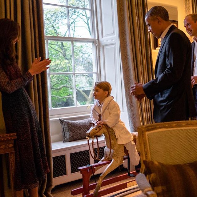 Катрин, принц Джордж, Барак Обама и принц Уилям