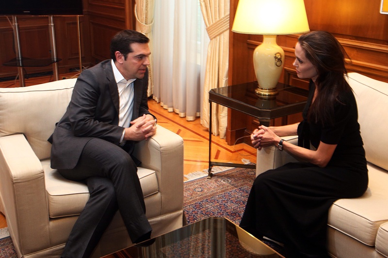 Гръцкият премиер Алексис Ципрас и Анджелина Джоли