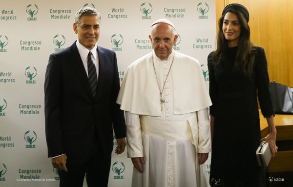 Джордж Клуни, папа Франциск и Амал Клуни