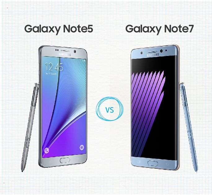 Samsung Galaxy Note 7 сравнен с Samsung Galaxy Note 5