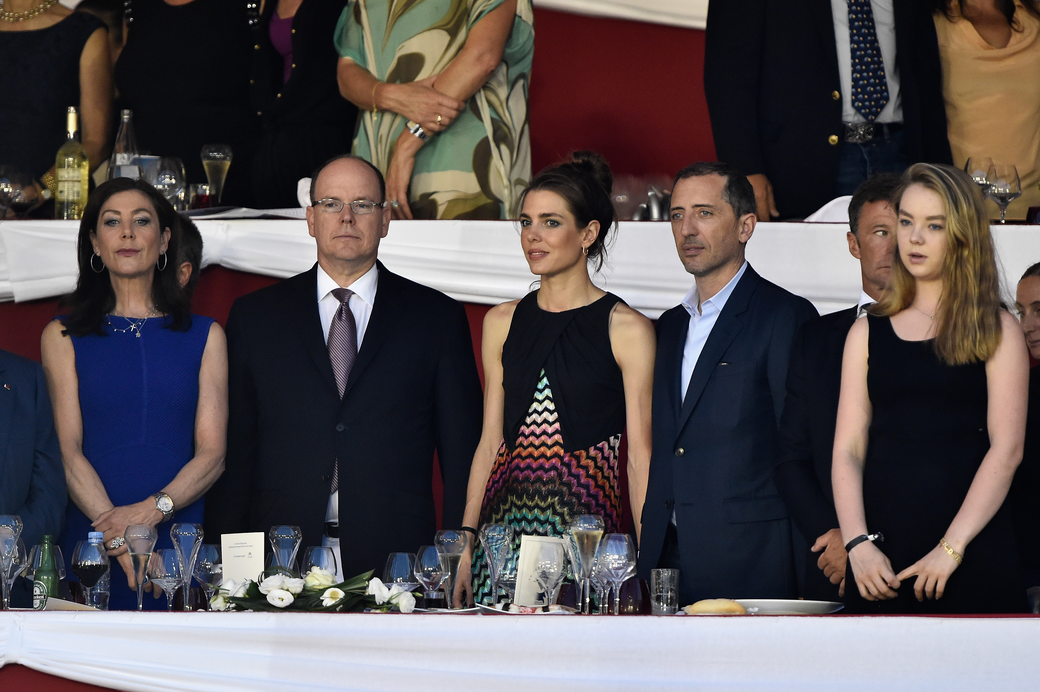 Принцеса Шарлот Казираги и Гад Елмалех с принц Албер II и височайши гости