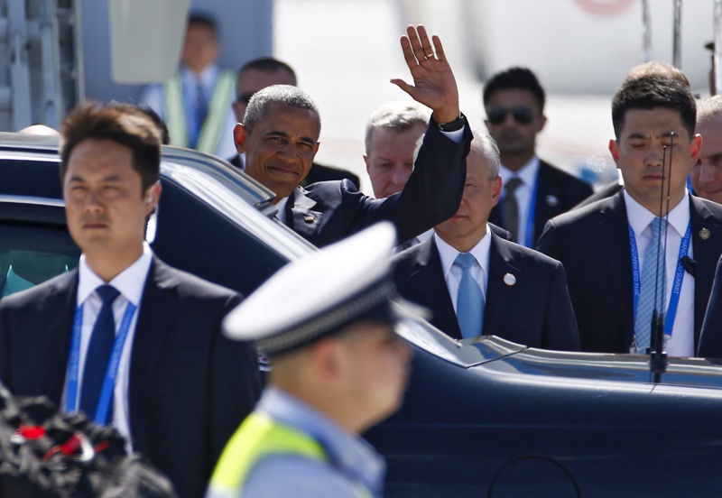 Президентът на САЩ Барак Обама бе сред първите пристигнали в Китай за срещата на Г-20